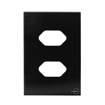 Placa p/ 2 Tomadas Separadas 4x2 - Novara Glass Preto Grafite